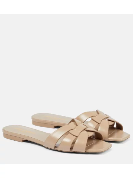Sandale Saint Laurent din piele bej