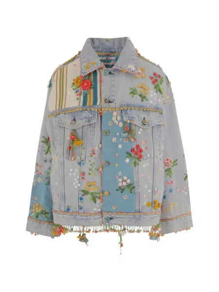 Geacă de blugi Pero cu model floral albastru