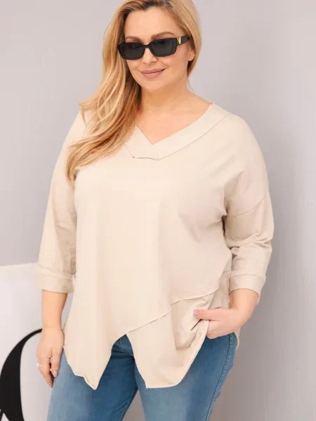 Bluză Kesi cu decolteu în V albastru