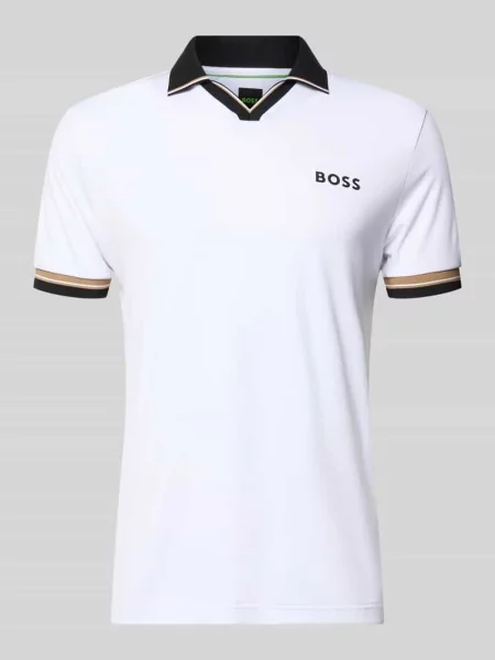 Koszulka polo o kroju slim fit z nadrukiem z logo model PL_TOC SERVE 2' Boss Green biała