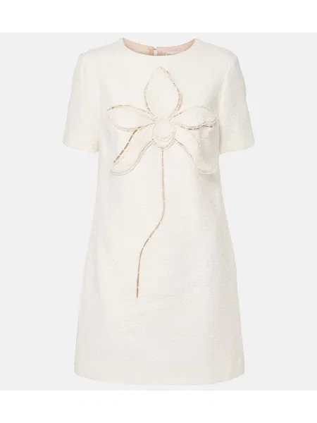 Obleka Oscar De La Renta z vezenjem iz tvida bela