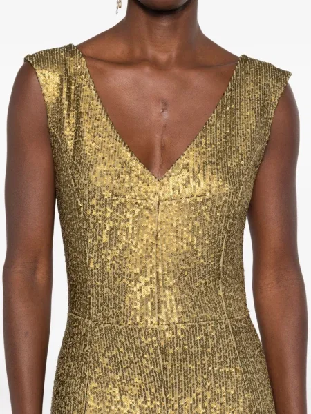 Rochie maxi Norma Kamali de costum auriu