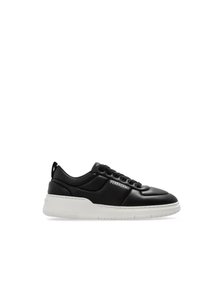 Sneakersy Salvatore Ferragamo skórzane z logo czarne