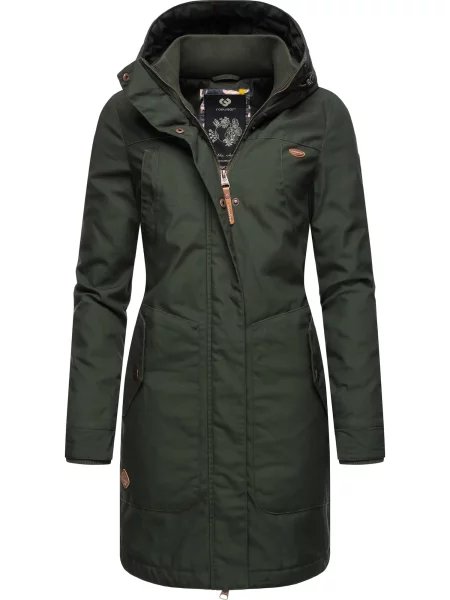 Ragwear Palton funcțională Jannisa maro / verde închis alb