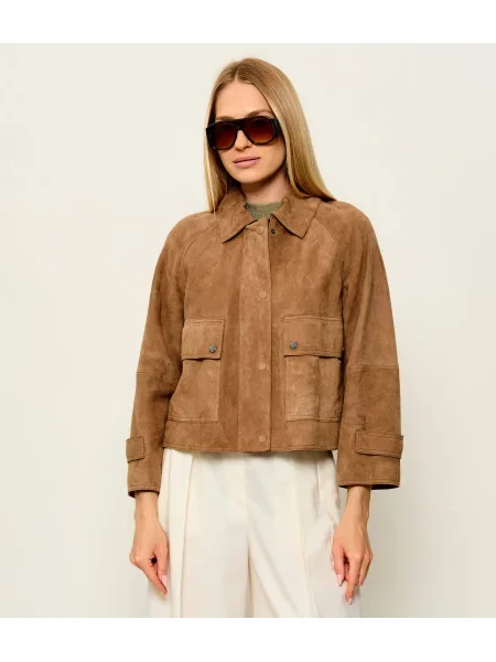 Weekend MaxMara Geacă Wkdabito | Relaxed fit | piele întoarsă maro