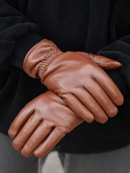 Кожаные перчатки Without коричневые