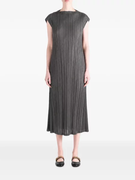 Rochie midi Pleats Please Issey Miyake fără mâneci gri
