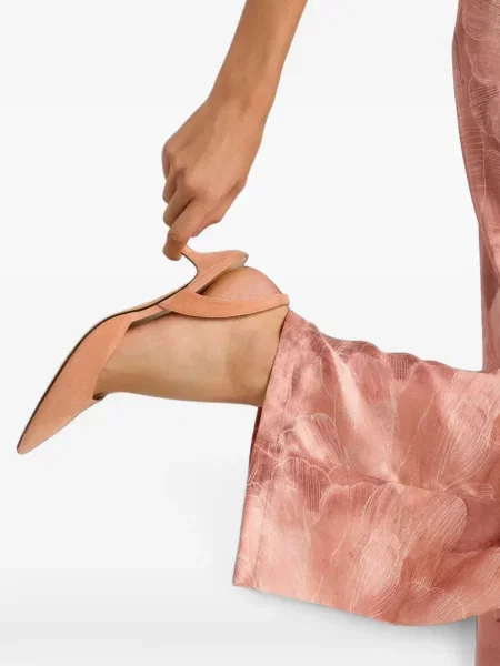 Pantofi cu toc Kiton din piele de căprioară slingback roz