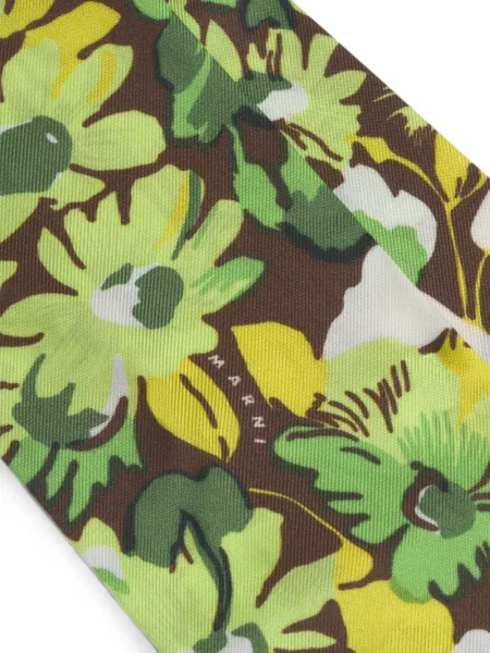 Fular Marni de mătase cu model floral verde