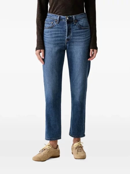Pantaloni scurți din denim Levi's® din dantelă zdrențuiți cu talie înaltă albastru