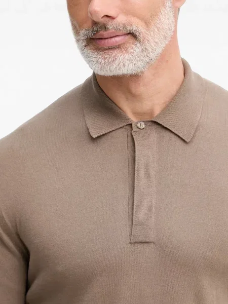 Gulerat lung tricou polo Sisley maro