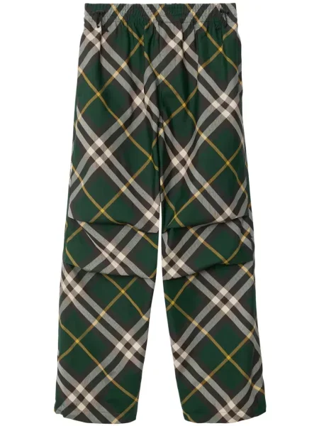 Pantaloni Burberry în carouri verde