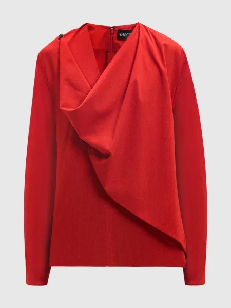 Блуза з вовни з драпіруванням Del Core червона