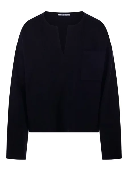 Pulover Max Mara cu decolteu în V albastru