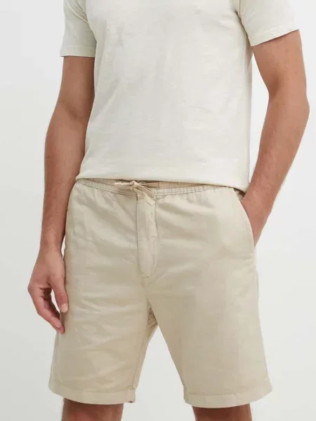 Lanene kratke hlače Pepe Jeans RELAXED LINEN SMART SHORTS bež