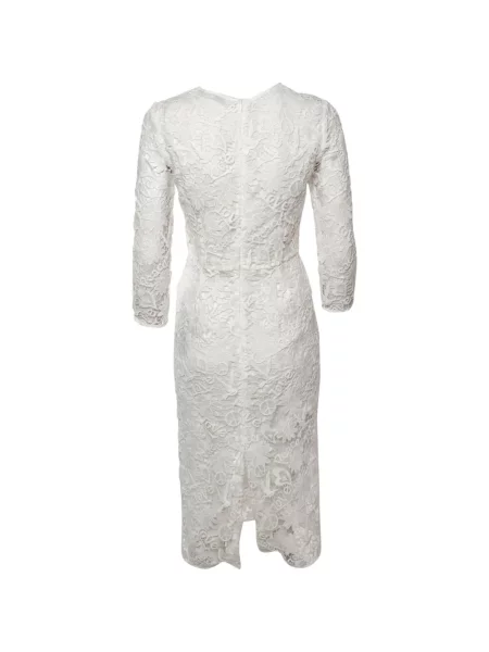 Lung rochie midi Sandro din dantelă alb