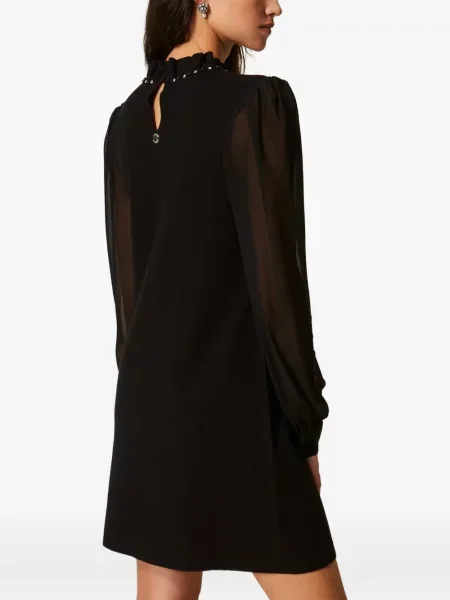 Scurt rochie Twinset tricotate cu volane negru