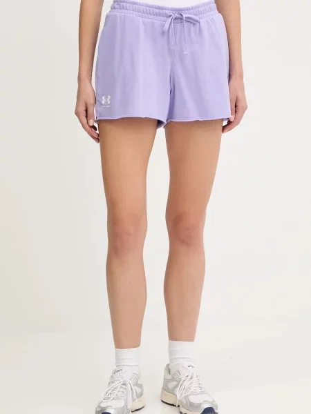 Under Armour szorty Rival Terry melanżowe high waist fioletowy