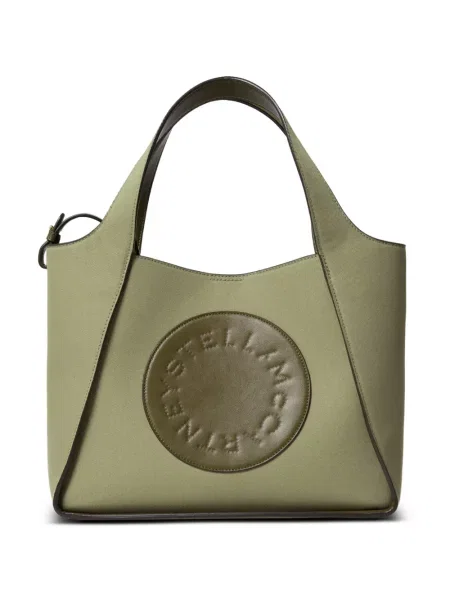 Geantă shopper Stella Mccartney din canvas cu autograf verde