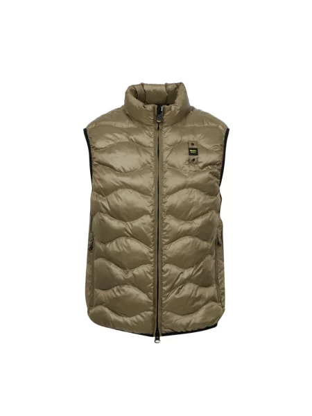 Kamizelka Blauer w kratkę bez rękawów zielona