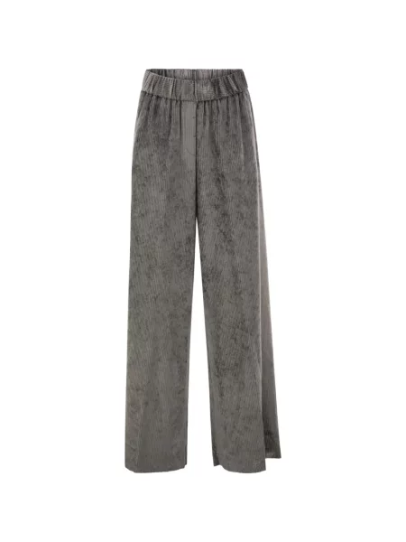 Pantaloni palazzo Peserico de catifea gri