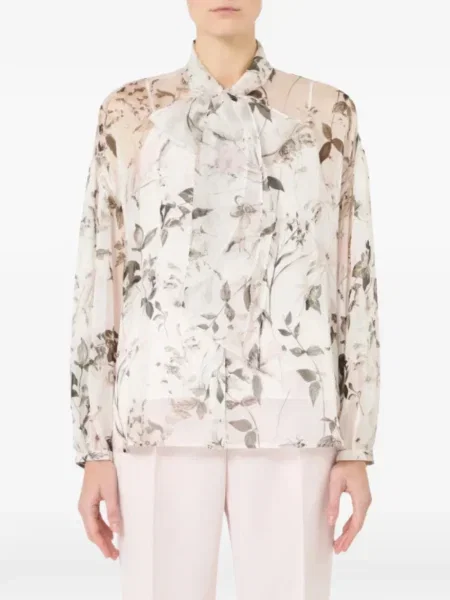 Bluză Max Mara cu funde cu model floral