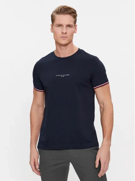 Тениска Tommy Hilfiger тъмносиньо с апликация синьо