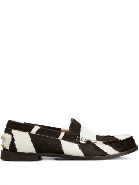 Pantofi loafer Tod's cu dungi cu tepi maro