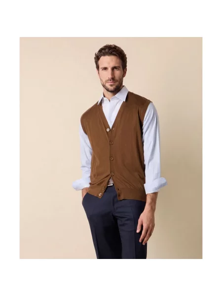 Sweter Brooks Brothers z kaszmiru brązowy