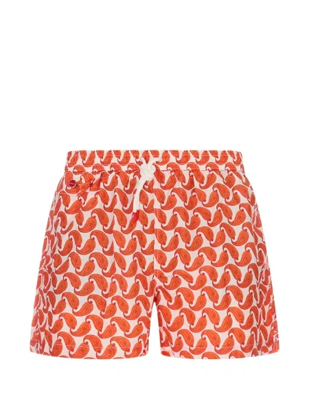 Slip de baie Kiton cu imagine cu model paisley alb