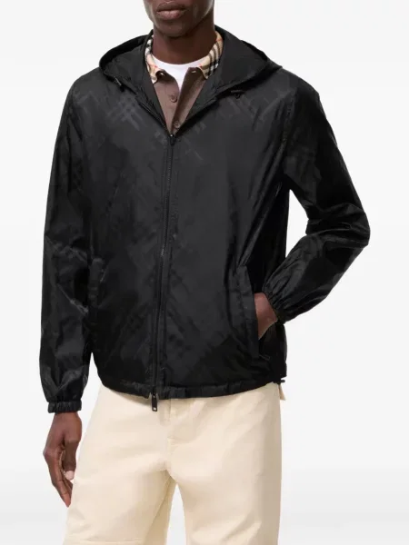 Карирано яке Burberry с качулка черно