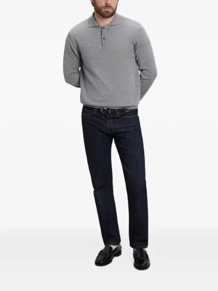 Tricou polo Woolrich de lână gri