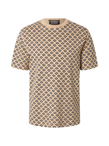 SCOTCH & SODA Tricou maro cămilă / negru alb