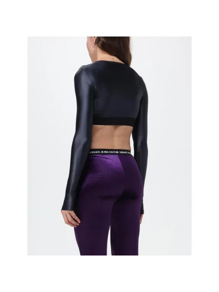 Krótki top Versace Jeans Couture elegancki czarny