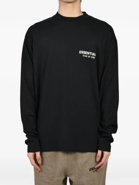 Lung tricou Essentials cu imagine negru