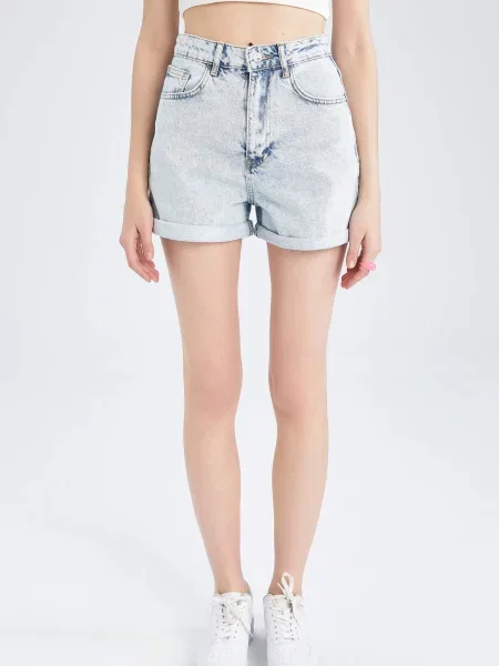 Pantaloni Defacto cu talie înaltă gri