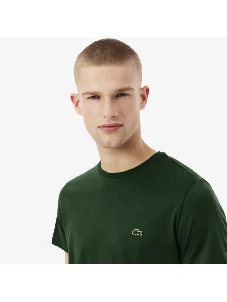 Lacoste T-Shirt Z Okrągłym Dekoltem Z Dżerseju Z Bawełny Pima zielona