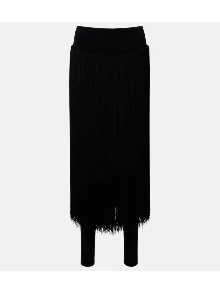 Legginsy Alaïa z frędzli czarne