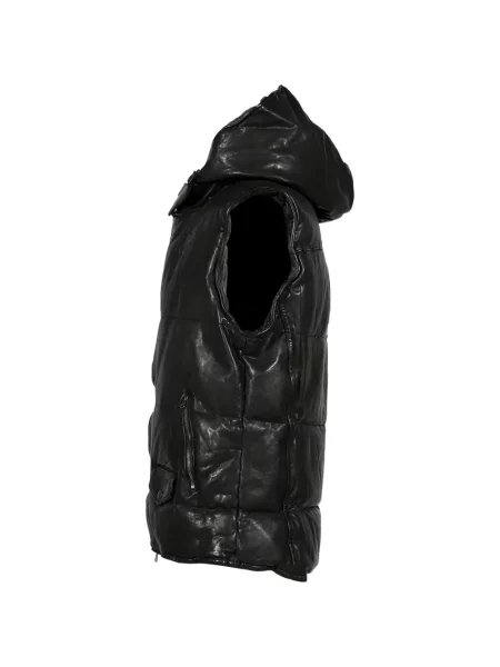 Кожаный елек Yohji Yamamoto с качулка черно
