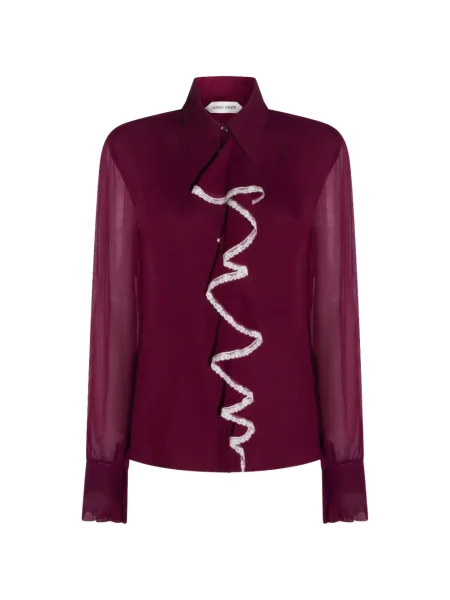 Cămașă Alberta Ferretti cu volane violet