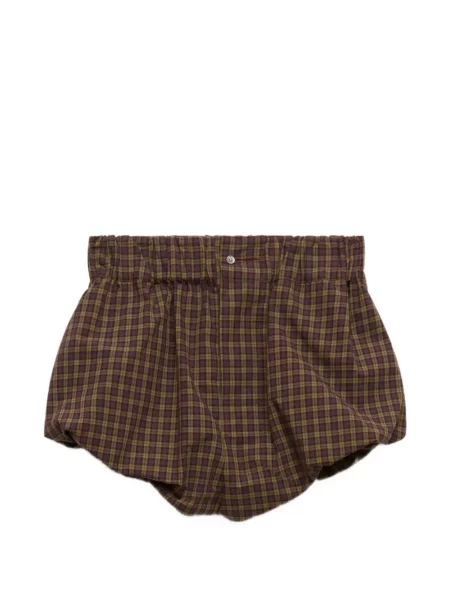 Pantaloni scurți Marni în carouri din poplin violet