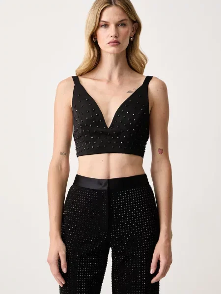 Trussardi crop top pentru femei negru