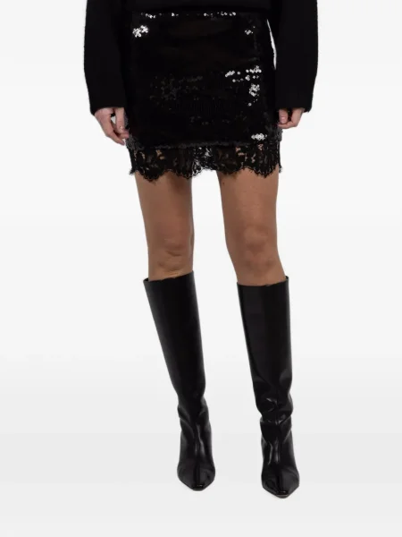 Fusta mini Françoise din dantelă negru