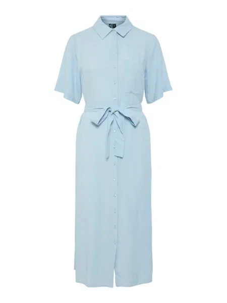 Pieces Rochie tip cămașă Pia albastru