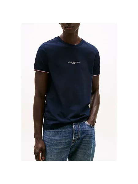Koszulka Tommy Hilfiger Tommy Logo Tipped Tee Blue L niebieska