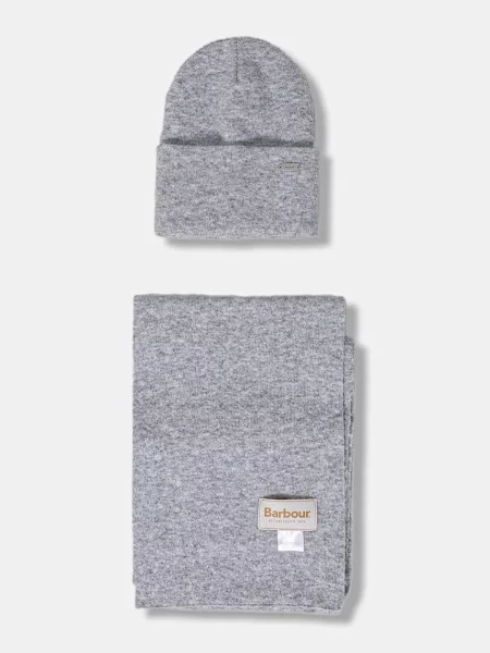 Barbour pălărie și eșarfă gri