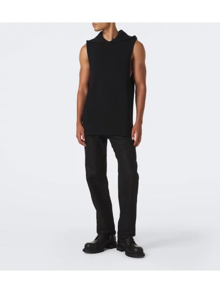 Vlnená vesta Rick Owens s kapucňou čierna
