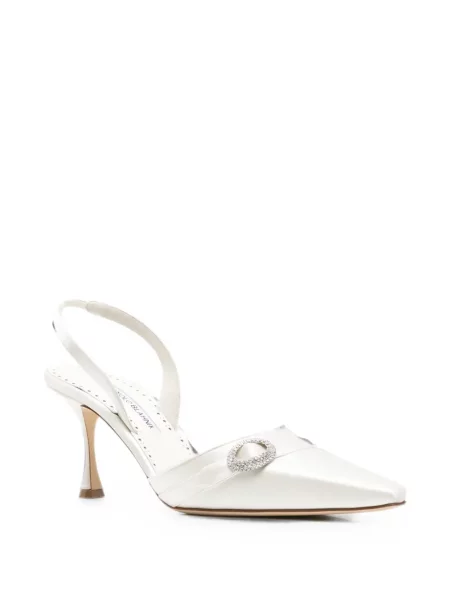 Pantofi cu toc Manolo Blahnik slingback alb