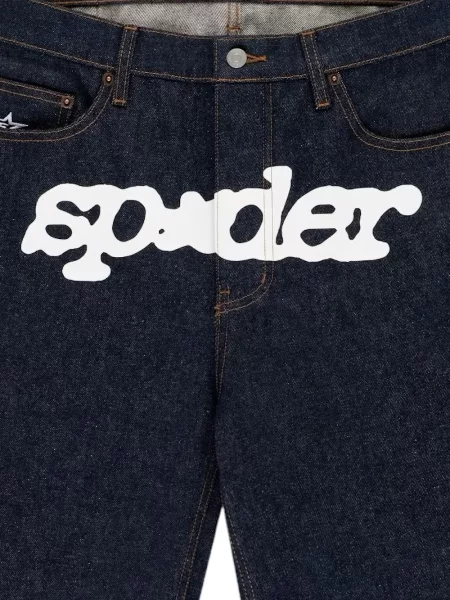 Pantaloni scurți din denim Sp5der cu autograf albastru