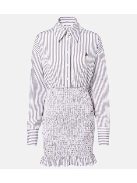 Rochie tip cămașă The Attico cu dungi de costum maro